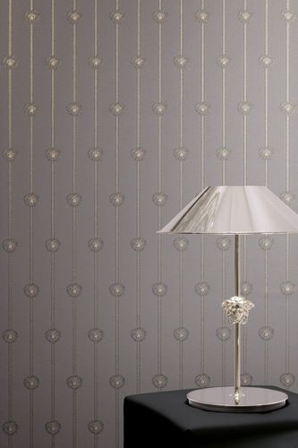 Versace Vliestapete Streifen Grau Gold Metallic 79173-4 Raum