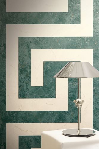 Versace Vliestapete Grafik Petrol Creme Metallic 79174-3 Raum