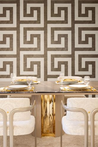 Versace Vliestapete Grafik Braun Creme Metallic 79174-4 Raum