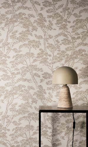 Vliestapete Floral Bäume Abstrakt Creme Beige 79001-2 Raum