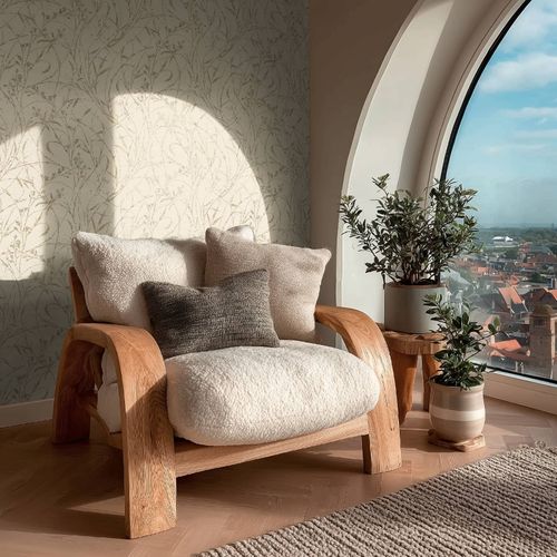 Vliestapete Floral Shabby Creme Beige Metallic 79004-1 Raum