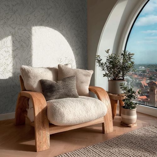 Vliestapete Floral Shabby Hellgrau Silber Metallic 79004-4 Raum