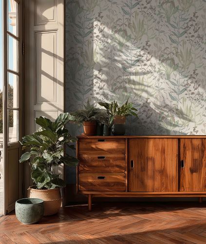 Vliestapete Floral Tropisch Weiß Grün Braun 79009-2 Raum