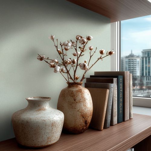 Vliestapete Textiloptik Einfarbig Hellgrün 79010-1 Raum