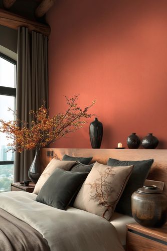 Vliestapete Textiloptik Einfarbig Rot Orange 79010-6 Raum