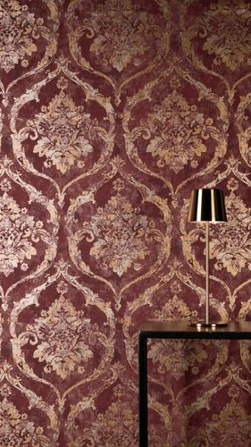 Vliestapete Barock Shabby Rot Gold Metallic 79019-3 Raum