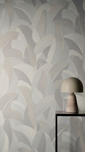 Vliestapete Blätter Muster Creme Perlmutt Metallic 79039-5 Raum
