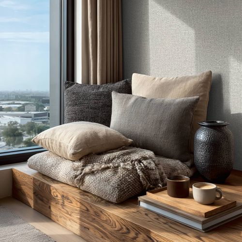 Vliestapete Textil Sisal Optik Hellgrau 79112-2 Raum