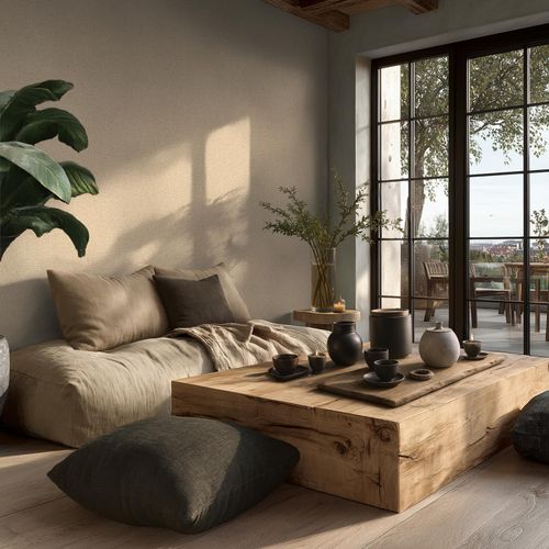 Vliestapete Textil Sisal Optik Beige Creme 79112-6 Raum