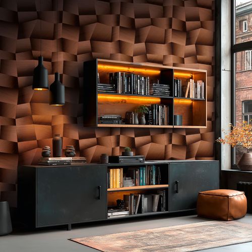 Vliestapete Grafik Abstrakt Braun Bronze Metallic 79197-1 Raum