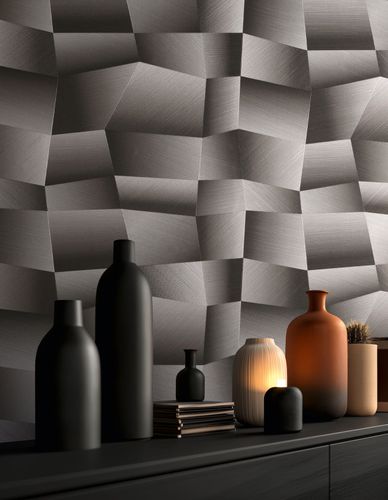 Vliestapete Grafik Abstrakt Schwarz Grau Metallic 79197-5 Raum