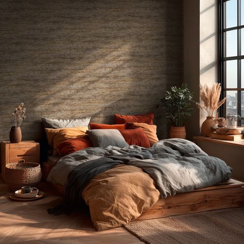 Vliestapete Stein Optik Used-Look Braun Grau 79199-1 Raum