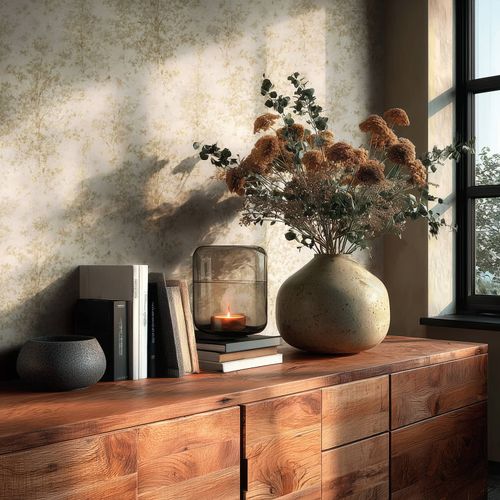 Vliestapete Abstrakt Bäume Wald Creme Beige Glitzer 79200-3 Raum