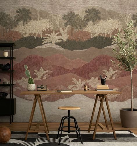 Fototapete Landschaft Tropisch Braun Creme Rot 79216-8 Zimmer