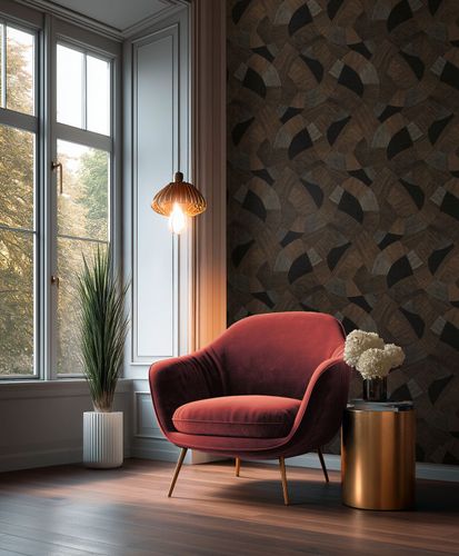 Vliestapete Linien Muster Grafisch Schwarz Braun 79160-5 Raum