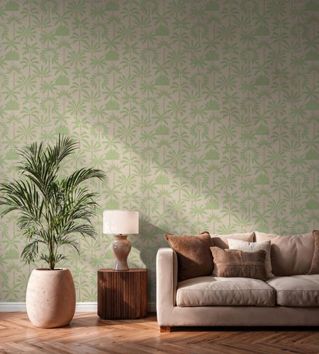 Vliestapete Blätter Palmen Beige Grün 79163-2 Raum
