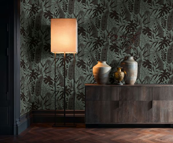 Vliestapete Blätter Tropisch Grün Blau Schwarz 79164-4 Raum