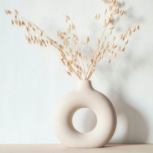 Vliestapete Uni Holzoptik Struktur Cremeweiß 35356 Raum