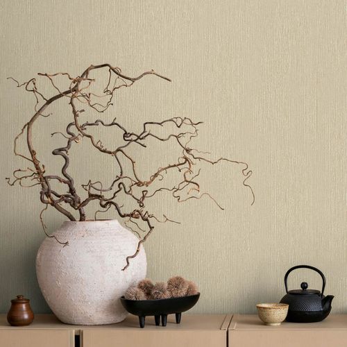 Vliestapete Uni Holzoptik Struktur Beige Creme 35358 Raum