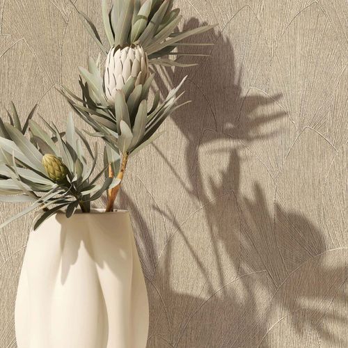 Vliestapete Blattmuster Struktur Beige Braun 35387 Raum