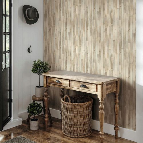 Vliestapete Holzoptik Dielen 3D-Effekt Beige Creme 45734 Raum