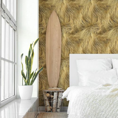 Vliestapete Natur Heu Gräser Floral Beige Braun 45769 Raum