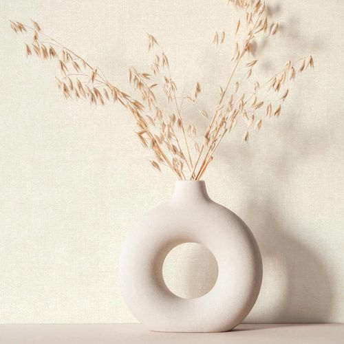 Vliestapete Uni Textil Optik Modern Creme Beige 45770 Raum