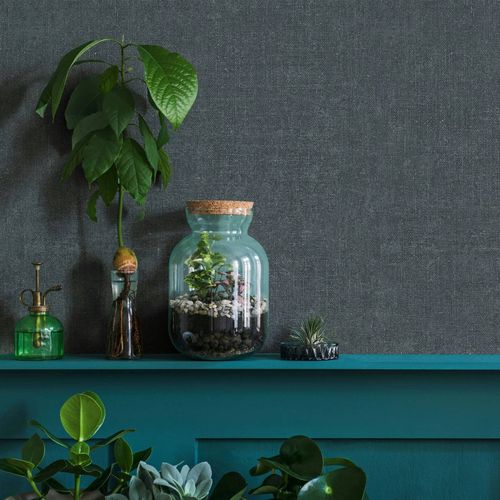 Vliestapete Uni Textil Optik Modern Dunkelgrau 45775 Raum