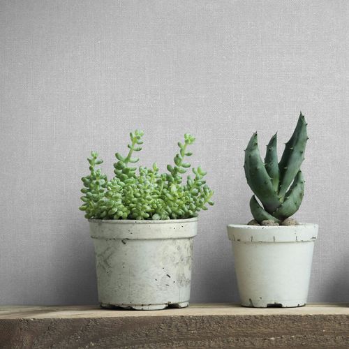 Vliestapete Uni Textil Optik Modern Hellgrau 45776 Raum