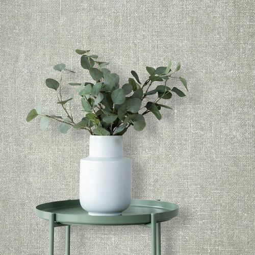 Vliestapete Uni Textil Optik Modern Grau Creme 45777 Raum