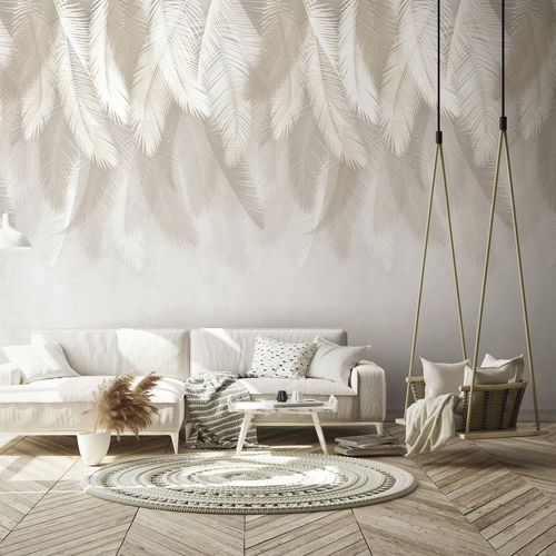 Fototapete Blätter Betonoptik Beige Creme 42222 Zimmer