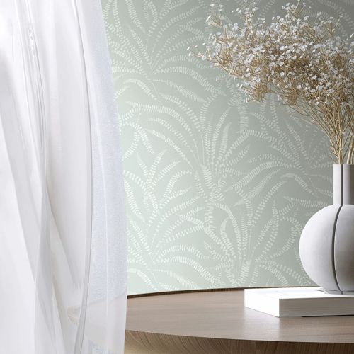 Vliestapete Floral Gräser Skandi Grün Creme 82505 Zimmer