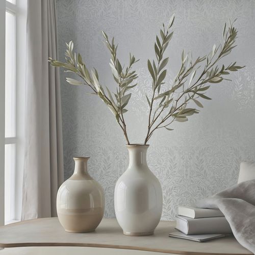 Vliestapete Floral Ornamente Grau Silber Metallic 82511 Zimmer