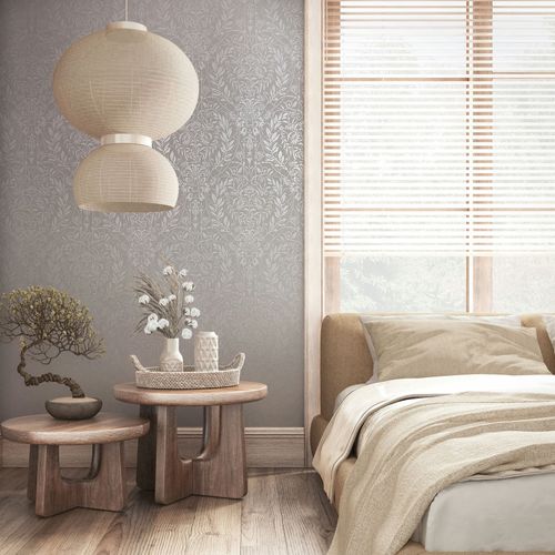 Vliestapete Floral Ornamente Beige Grau Metallic 82512 Zimmer