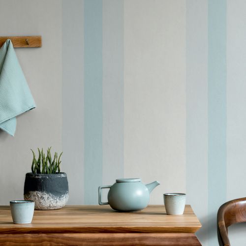 Vliestapete Streifen Muster Modern Hellblau 82562 Zimmer