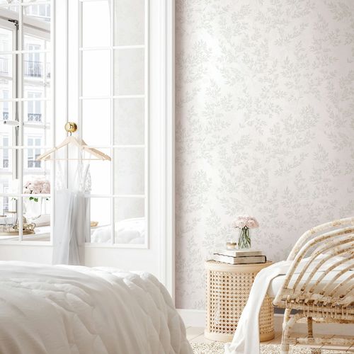 Vliestapete Floral Blätter Zweige Creme Grün 89029 Zimmer