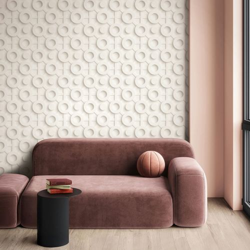 Vliestapete 3D-Effekt Grafisch Creme Grau 89031 Zimmer