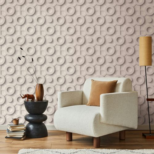 Vliestapete 3D-Effekt Grafisch Beige Grau 89032 Zimmer