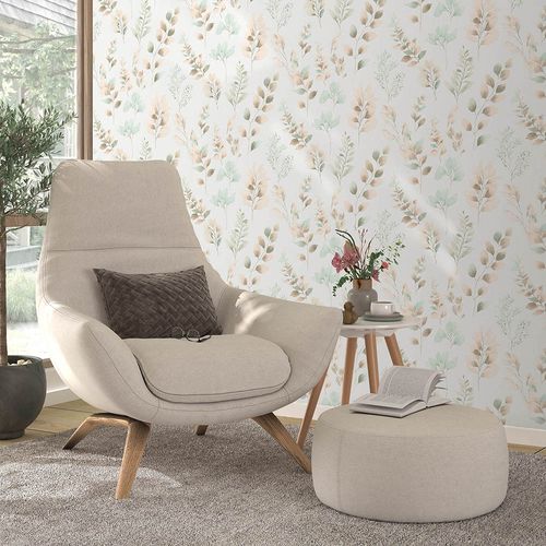 Guido Maria Kretschmer Tapete Blätter Weiß Apricot Raum