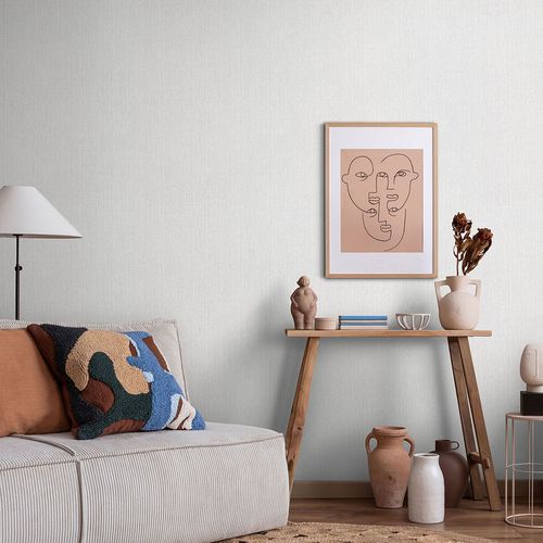 Vliestapete Uni Abstrakt Streifen Grau Creme 10559-31 Raum