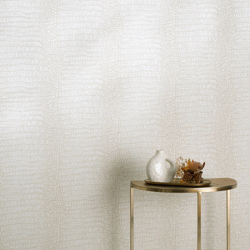 Vliestapete Krokodil Optik Creme Metallic 10560-02 Raum