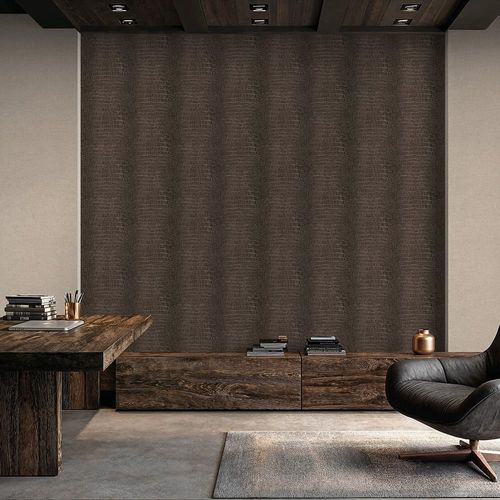 Vliestapete Krokodil Optik Braun Metallic 10560-11 Raum