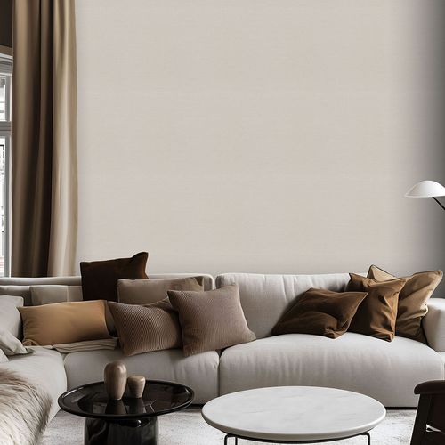 Vliestapete Einfarbig Textiloptik Creme Beige 10563-26 Raum