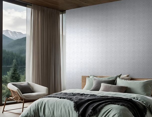 Tapete Papis Loveday 3D-Optik Grafik Hellgrau 35809 Raum