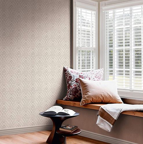 Tapete Papis Loveday 3D-Optik Grafik Grau Creme 35811 Raum