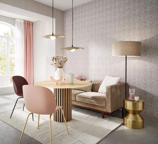 Tapete Papis Loveday 3D-Optik Grafik Grau Taupe 35812 Raum