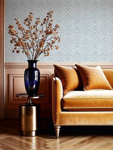 Tapete Papis Loveday 3D-Optik Grafik Hellblau 35813 Raum