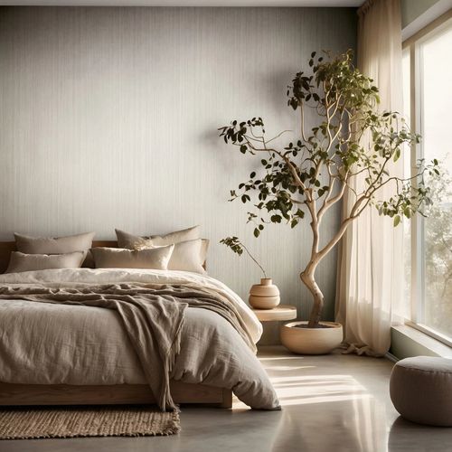 Tapete Papis Loveday Streifen Struktur Creme Grau 35830 Raum