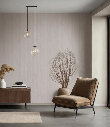 Tapete Papis Loveday Streifen Struktur Grau Beige 35835 Raum