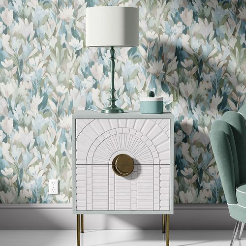 Vliestapete Floral Blumen Blau Grün Braun 10586-07 Raum